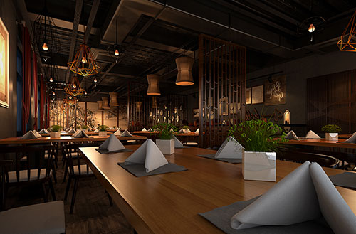 虎门港管委会简约大气中式风格餐厅设计装修效果图