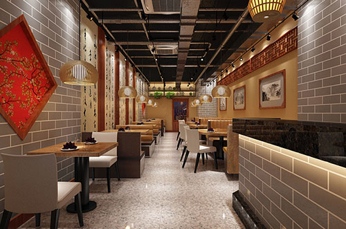 虎门港管委会传统中式餐厅餐馆装修设计效果图