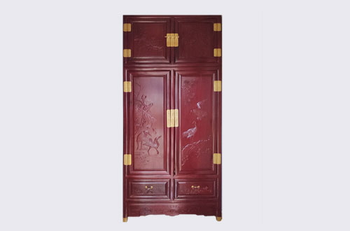 虎门港管委会高端中式家居装修深红色纯实木衣柜