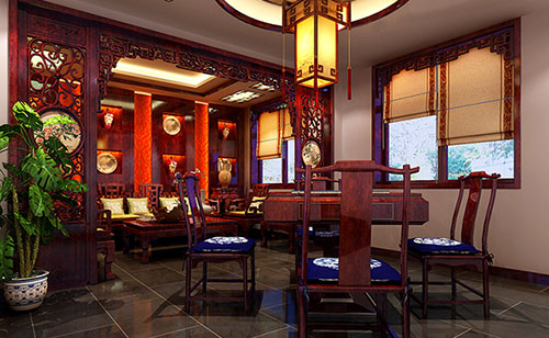 虎门港管委会古典中式风格茶楼包间设计装修效果图