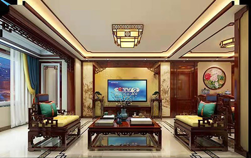 虎门港管委会住宅新中式风格装修，尽显奢华品味